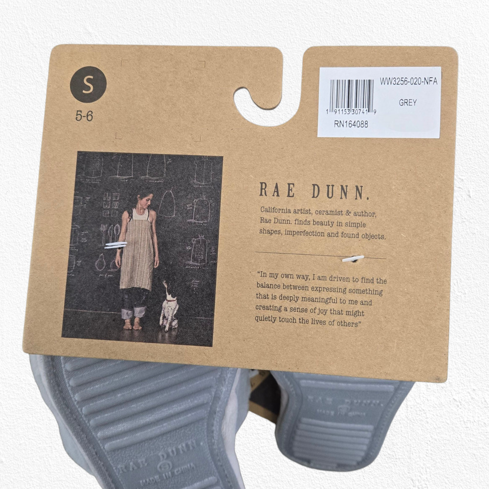 Rae Dunn Be Kind Slippers Gray Faux Fur Quilted Slide House Shoes Size Small 5-6 - Picture 10 of 11